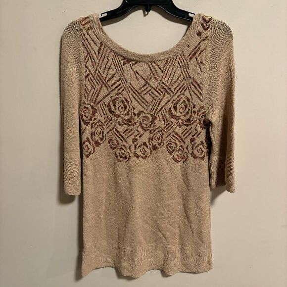 Free People Desert Rose Boho Wool Knit Bell Sleeve Sweater Y2K Tunic- Size XS - Picture 5 of 9